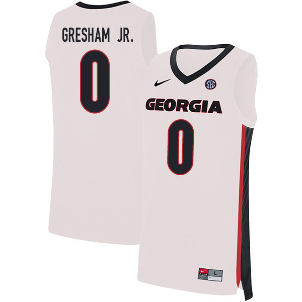 2020 Men #0 Donnell Gresham Jr. Georgia Bulldogs College Basketball Jerseys Sale-White - Click Image to Close